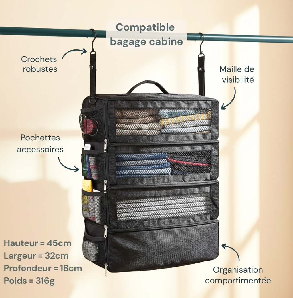 Organisateur de valise suspendu - Penderie de voyage